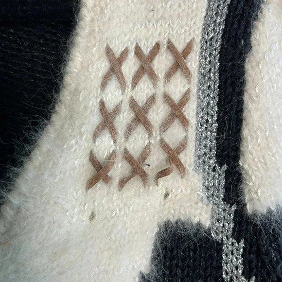 Christine Vintage 80s Angora V Neck Sweater Cross Ties - Picture 7 of 9